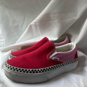Classic Pink & Red Slip On Shoes